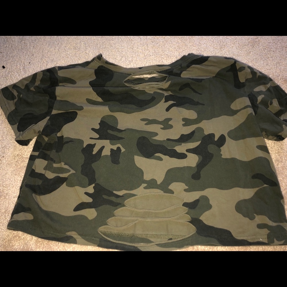Distressed Camo Crop Top